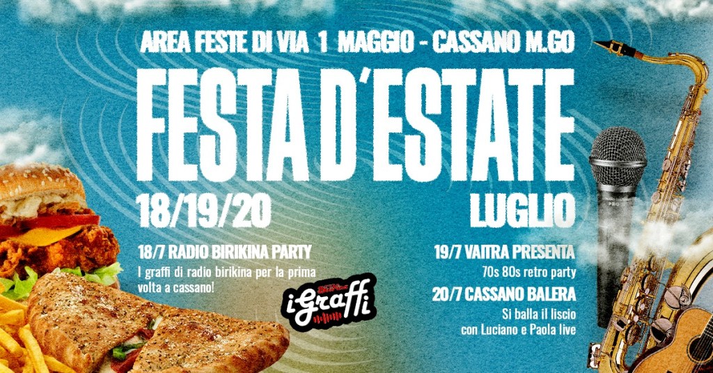 Festa d’Estate a Cassano Magnago: musica, street food e tanto divertimento dal 18 al 20&nbsp;luglio